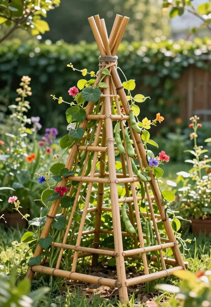 16 Climbing Plants Trellis Ideas With Vertical Beauty - 8. Framework of Treated Bamboo 1