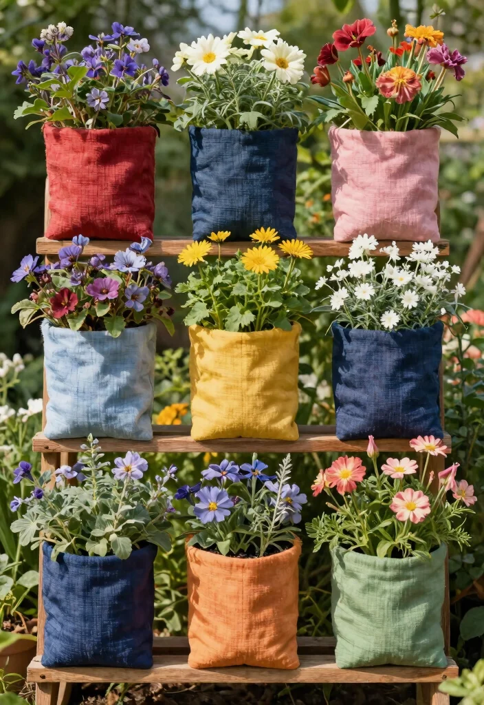 16 Easy Planter Ideas That Look Cute & Creative - 16. Fabric Planters 1