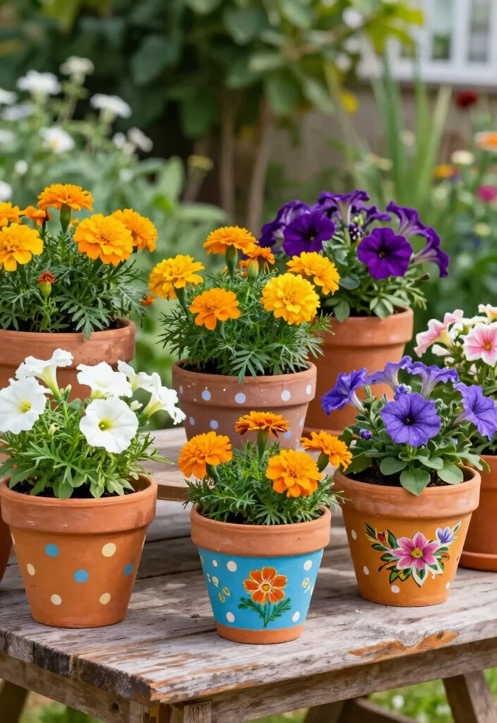 16 Easy Planter Ideas That Look Cute & Creative - 7. Painted Terra Cotta Pots 1