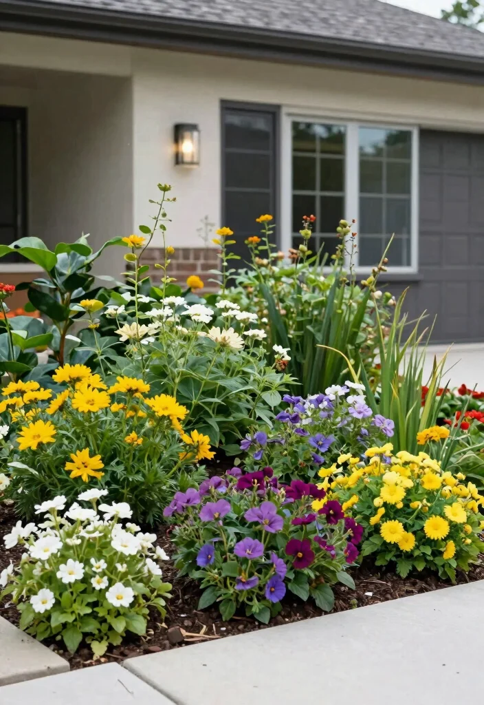 16 Minimal Front Yard Landscaping Ideas With Clean Modern Style - 12. Seasonal Color Displays 1