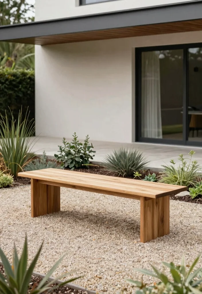 16 Minimal Front Yard Landscaping Ideas With Clean Modern Style - 5. Use of Minimalist Furniture 1