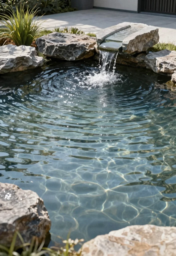 16 Minimal Front Yard Landscaping Ideas With Clean Modern Style - 6. Simple Water Features 1