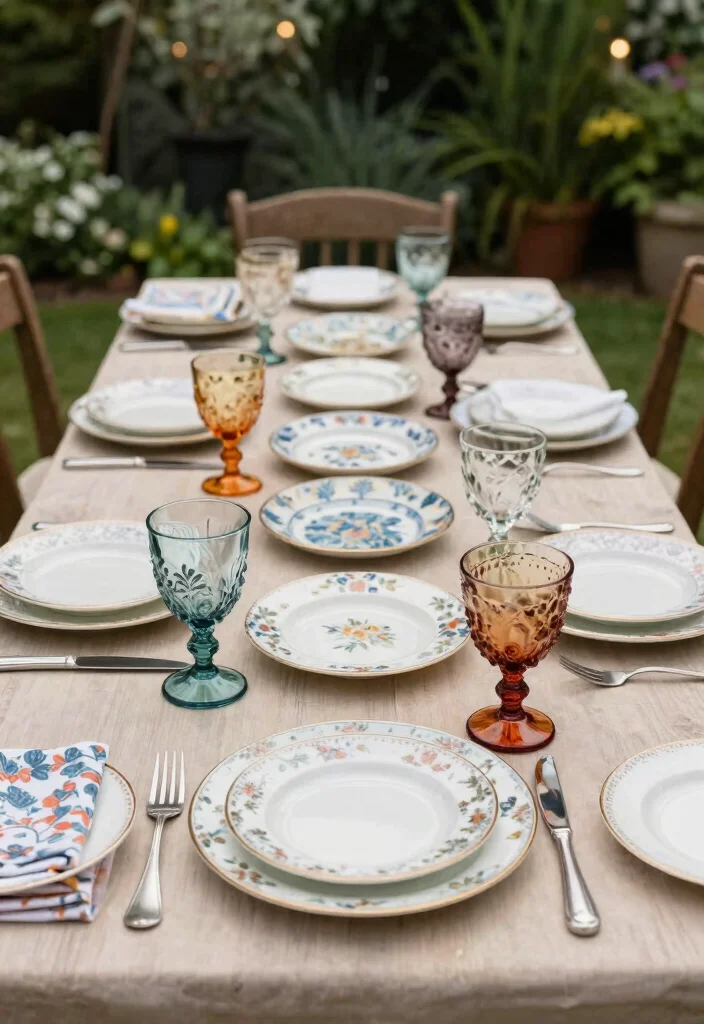 16 Outdoor Reception Ideas That Feel Magical & Memorable - 6. Vintage Tableware 1