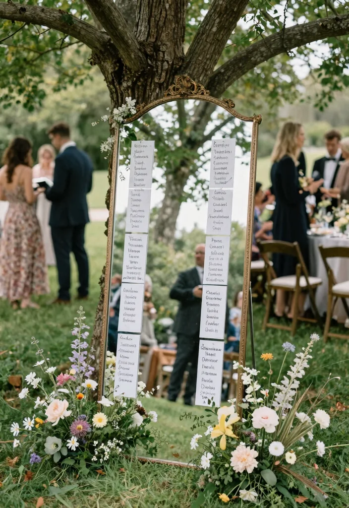 16 Outdoor Reception Ideas That Feel Magical & Memorable - 9. Whimsical Seating Charts 1