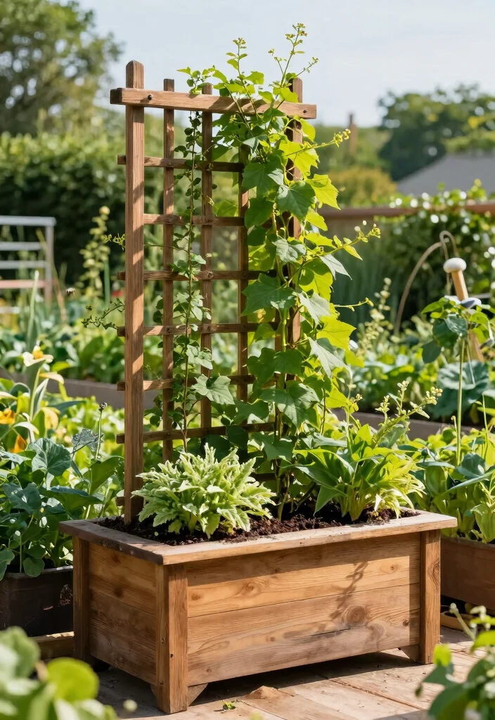 16 Pallet Planter Box Ideas With Rustic Charm 6 16 Pallet Planter Box Ideas With Rustic Charm - 6. Pallet Planter Box with Trellis 1