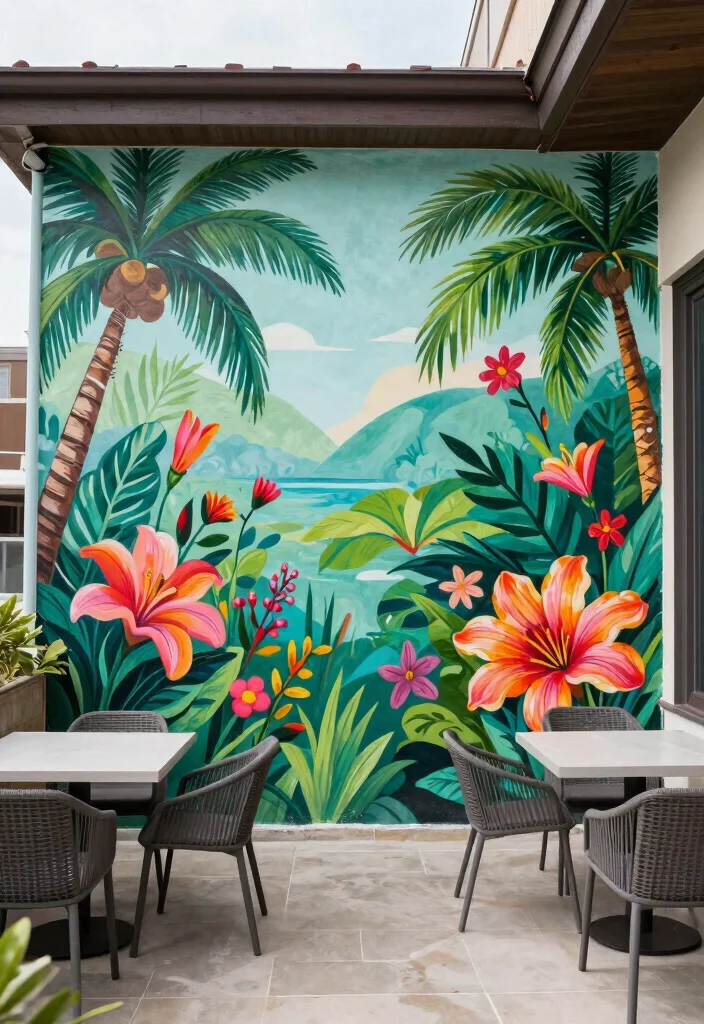 16 Patio Terrace Ideas With Stylish Outdoor Comfort - 10. Artful Accents: Wall Murals 1