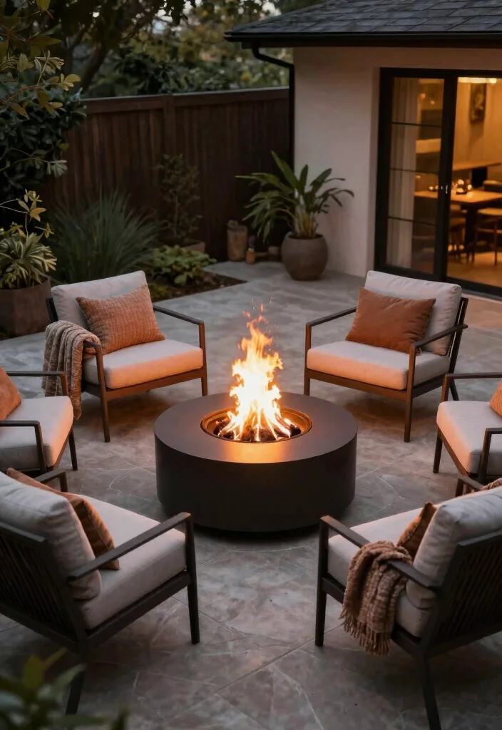 16 Patio Terrace Ideas With Stylish Outdoor Comfort - 8. Fire Features for Warmth 1
