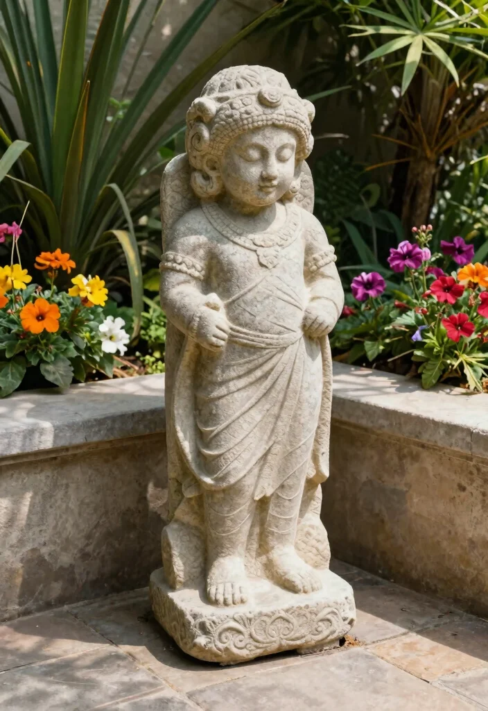 16 Patio in Pietra Ideas With Timeless Stone Charm - 11. Artistic Stone Sculptures 1