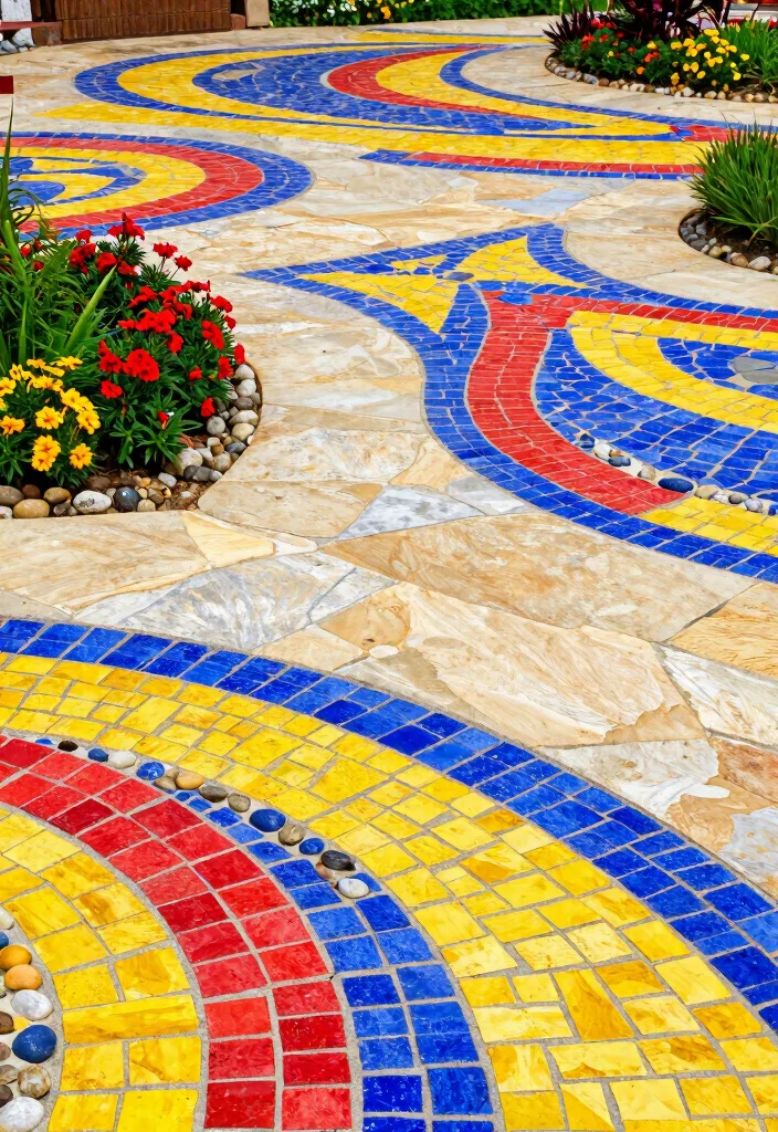 16 Patio in Pietra Ideas With Timeless Stone Charm - 14. Colorful Stone Accents 1
