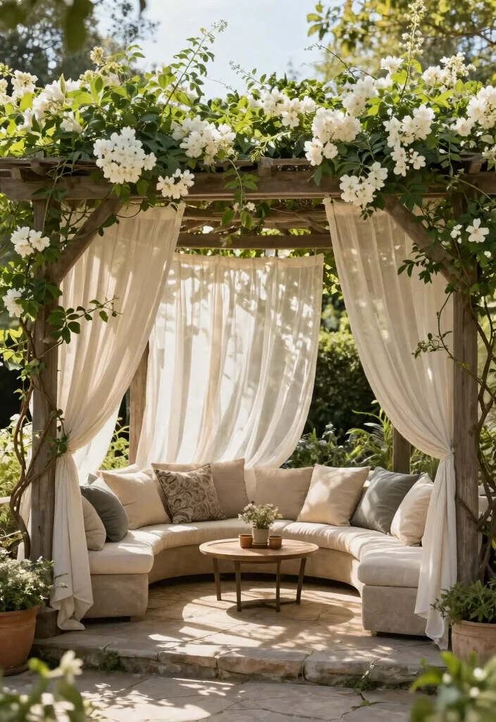 16 Patio in Pietra Ideas With Timeless Stone Charm - 8. Cozy Canopies and Pergolas 1