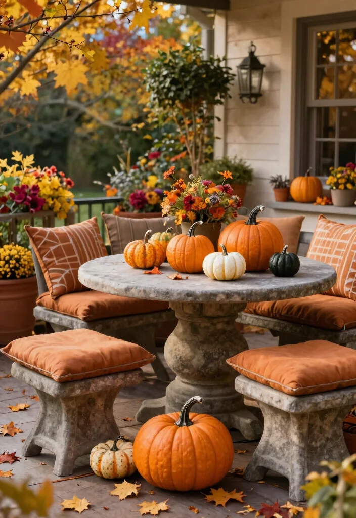 16 Patio in Pietra Ideas With Timeless Stone Charm - 9. Seasonal Decor Touches 1