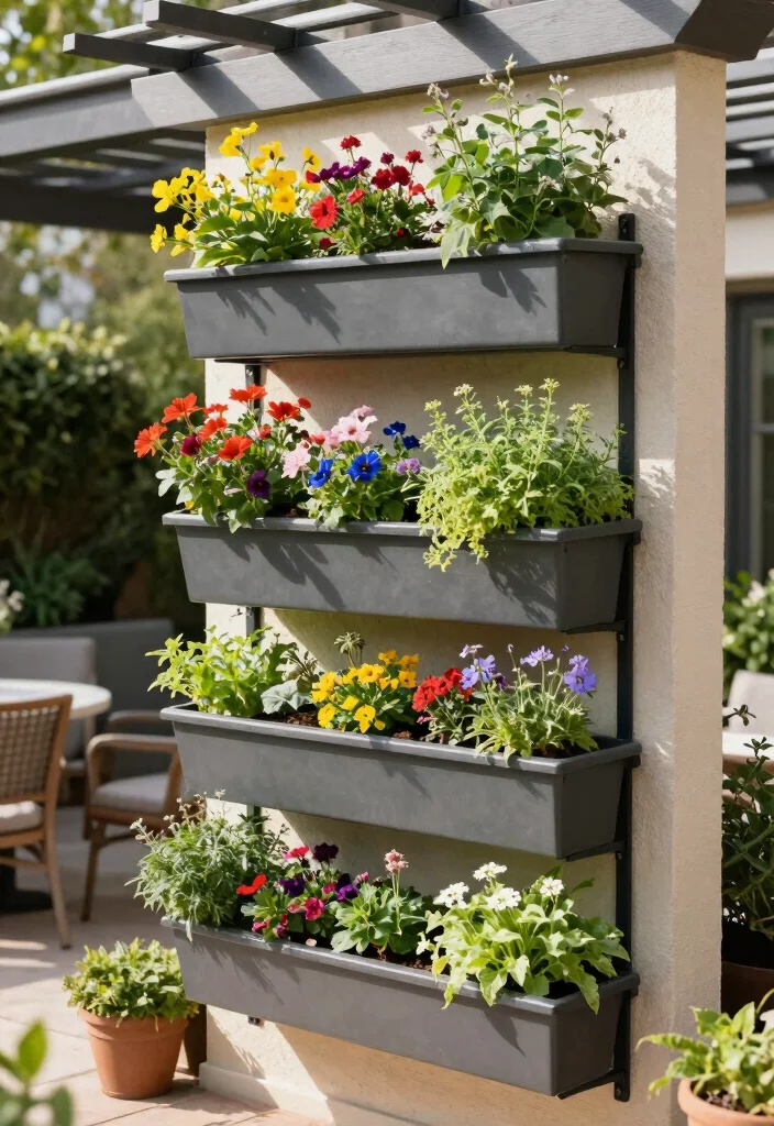 16 Pergola Wall Ideas That Add Privacy & Style - 13. Vertical Planter Boxes 1