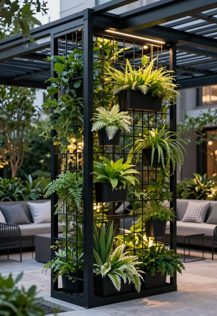 16 Pergola Wall Ideas That Add Privacy & Style - 3. Modern Metal Grids 1