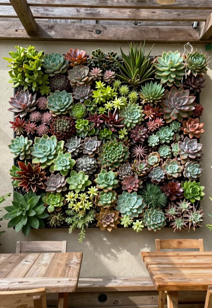 16 Pergola Wall Ideas That Add Privacy & Style - 4. Living Walls with Succulents 1