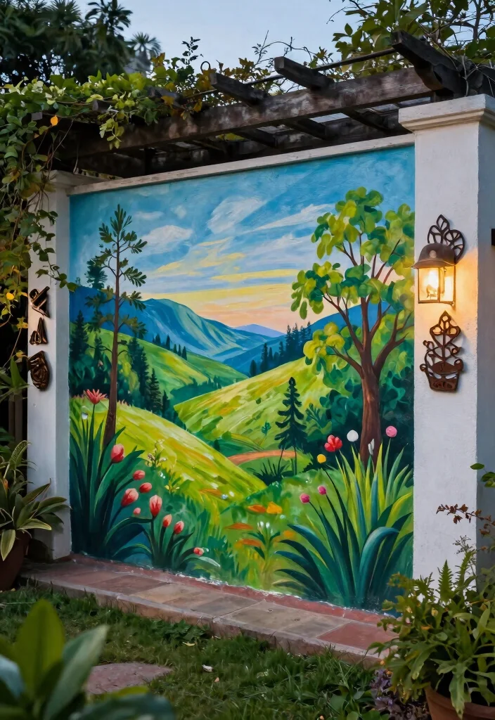 16 Pergola Wall Ideas That Add Privacy & Style - 7. Artistic Murals or Wall Art 1