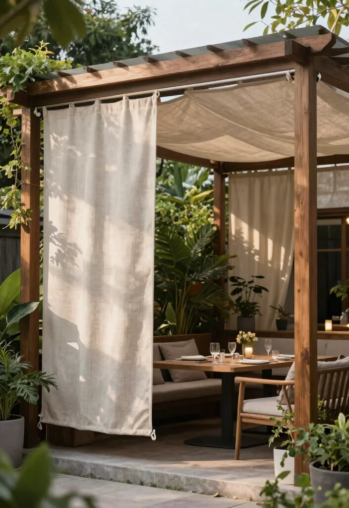 16 Pergola Wall Ideas That Add Privacy & Style - 8. Retractable Shades for Versatility 1