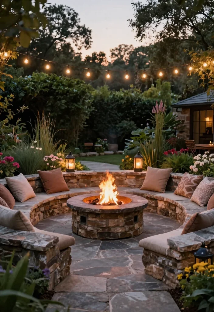 16 Rock Patio Ideas Backyards Will Love 1 16 Rock Patio Ideas Backyards Will Love - 1. Cozy Fire Pit Gathering Area 1