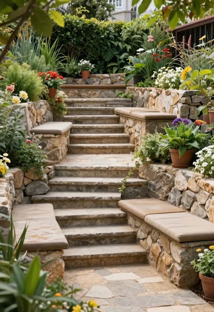 16 Rock Patio Ideas Backyards Will Love 15 16 Rock Patio Ideas Backyards Will Love - 15. Natural Stone Step Seating 1