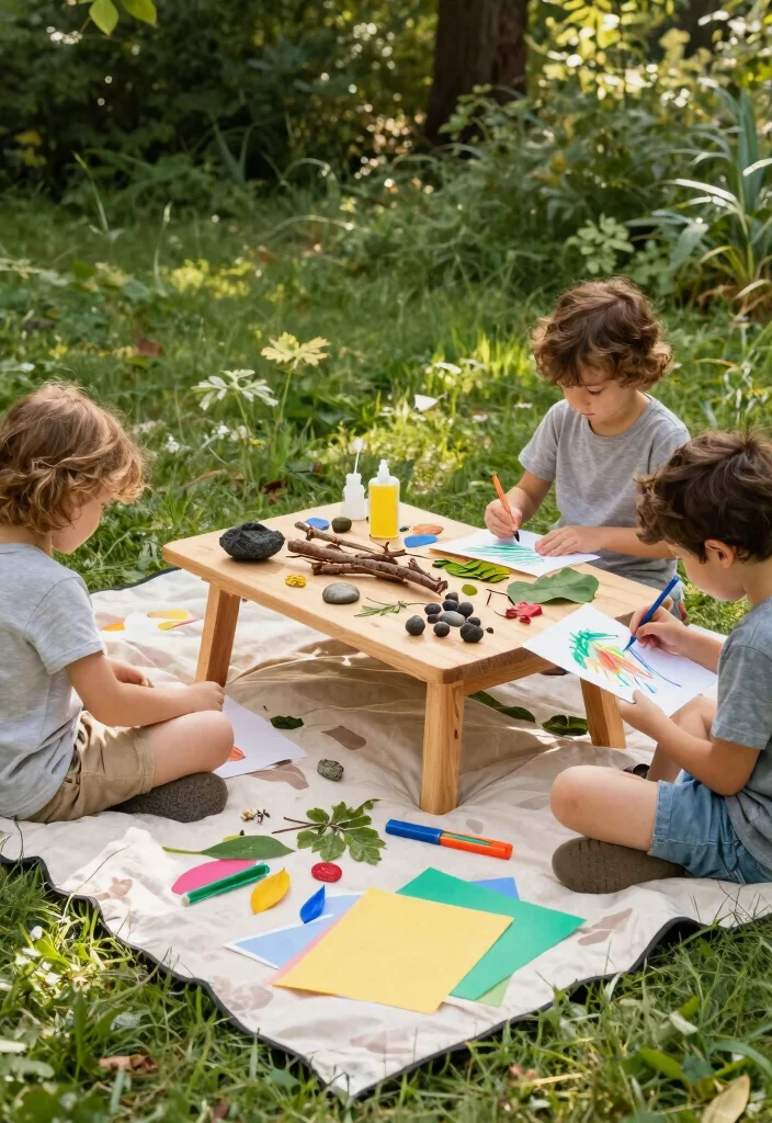 16 Small Outdoor Play Area Ideas Kids Will Love - 6. Nature Art Station 1