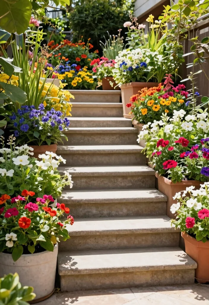 17 Back Door Steps to Patio Ideas With Seamless Flow - 14. Planter Box Steps 1