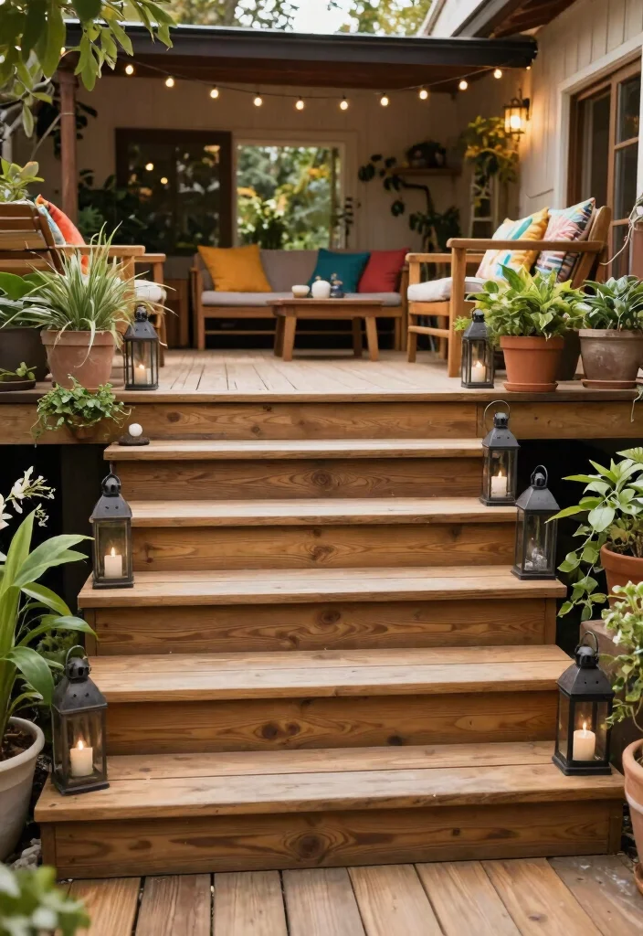 17 Back Door Steps to Patio Ideas With Seamless Flow - 2. Wooden Deck Steps 1