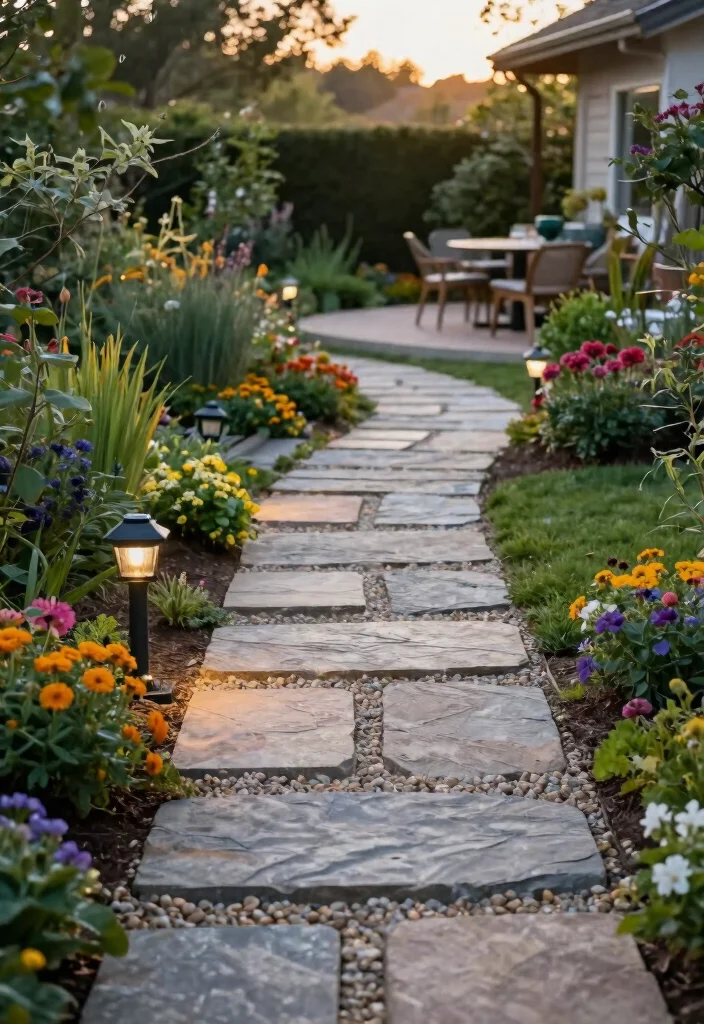 17 Back Door Steps to Patio Ideas With Seamless Flow - 3. Stone Pathways 1