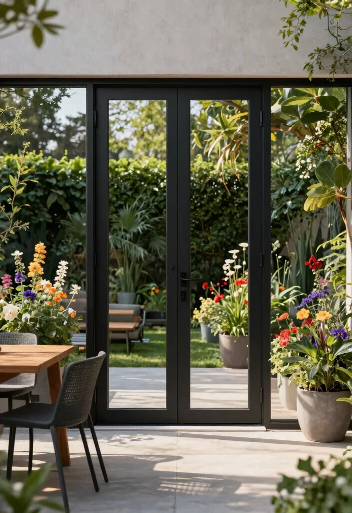 17 Black Patio Doors Ideas With Sleek Modern Edge - 1. Minimalist Black Frame 1