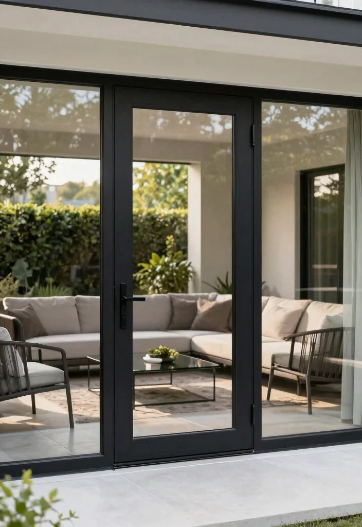17 Black Patio Doors Ideas With Sleek Modern Edge - 16. Contemporary Glass and Metal 1