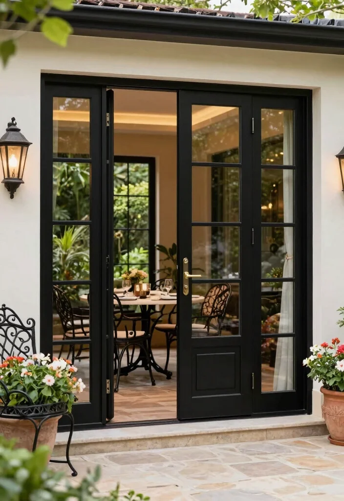17 Black Patio Doors Ideas With Sleek Modern Edge - 3. Classic French Doors 1