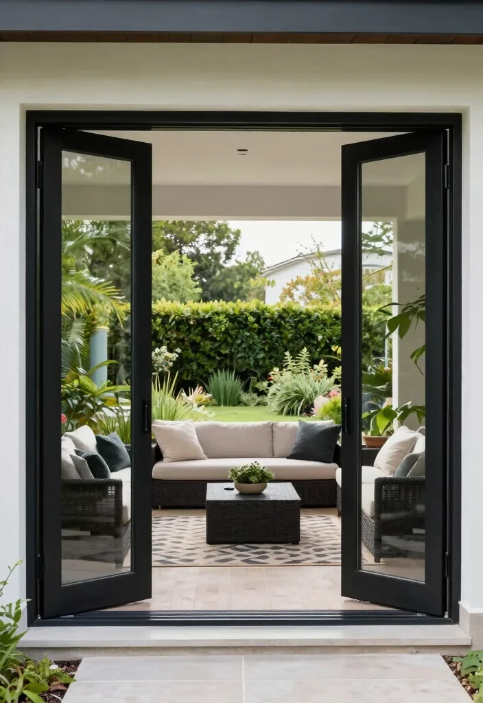 17 Black Patio Doors Ideas With Sleek Modern Edge - 4. Bi-Fold Patio Doors 1