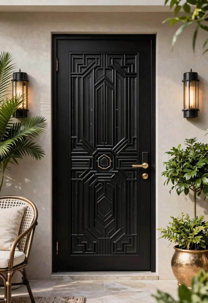 17 Black Patio Doors Ideas With Sleek Modern Edge - 8. Art Deco Inspired 1