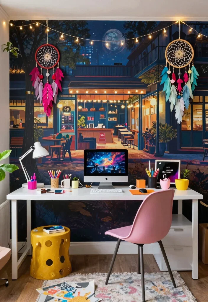 17 Cafe Terrace at Night Wallpaper Ideas With Cozy Glow - 12. Whimsical Dreams 1