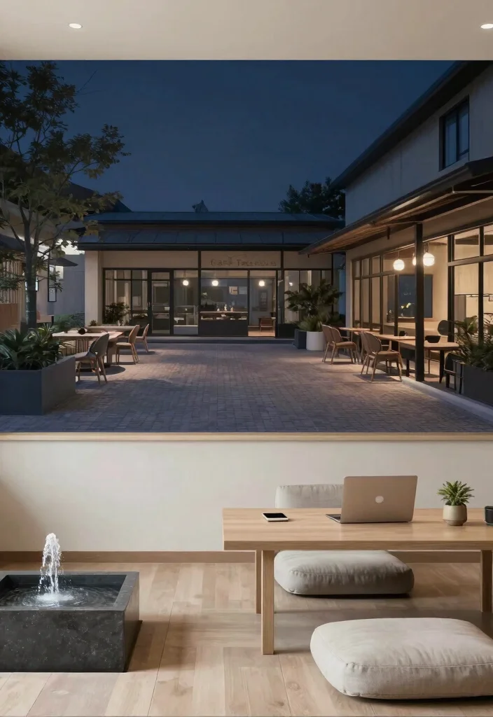 17 Cafe Terrace at Night Wallpaper Ideas With Cozy Glow - 13. Zen Retreat 1