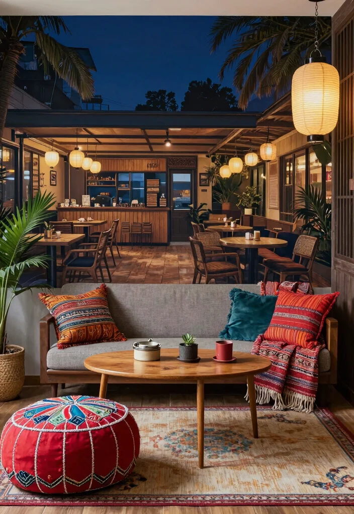 17 Cafe Terrace at Night Wallpaper Ideas With Cozy Glow - 16. Global Vibes 1