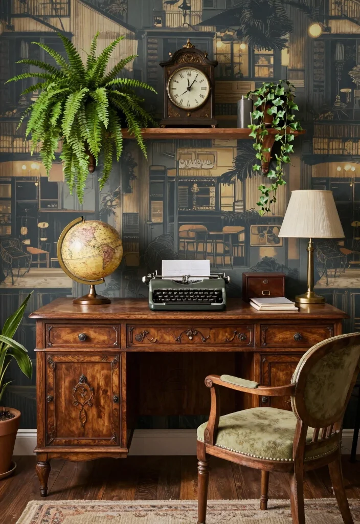 17 Cafe Terrace at Night Wallpaper Ideas With Cozy Glow - 4. Vintage Touch 1