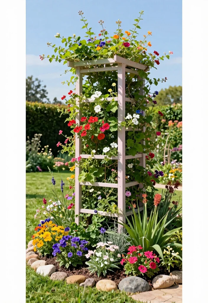 17 Front Yard Garden Bed Ideas With Lush Layered Beauty 1 17 Front Yard Garden Bed Ideas With Lush Layered Beauty - 1. Vertical Garden Trellis 1