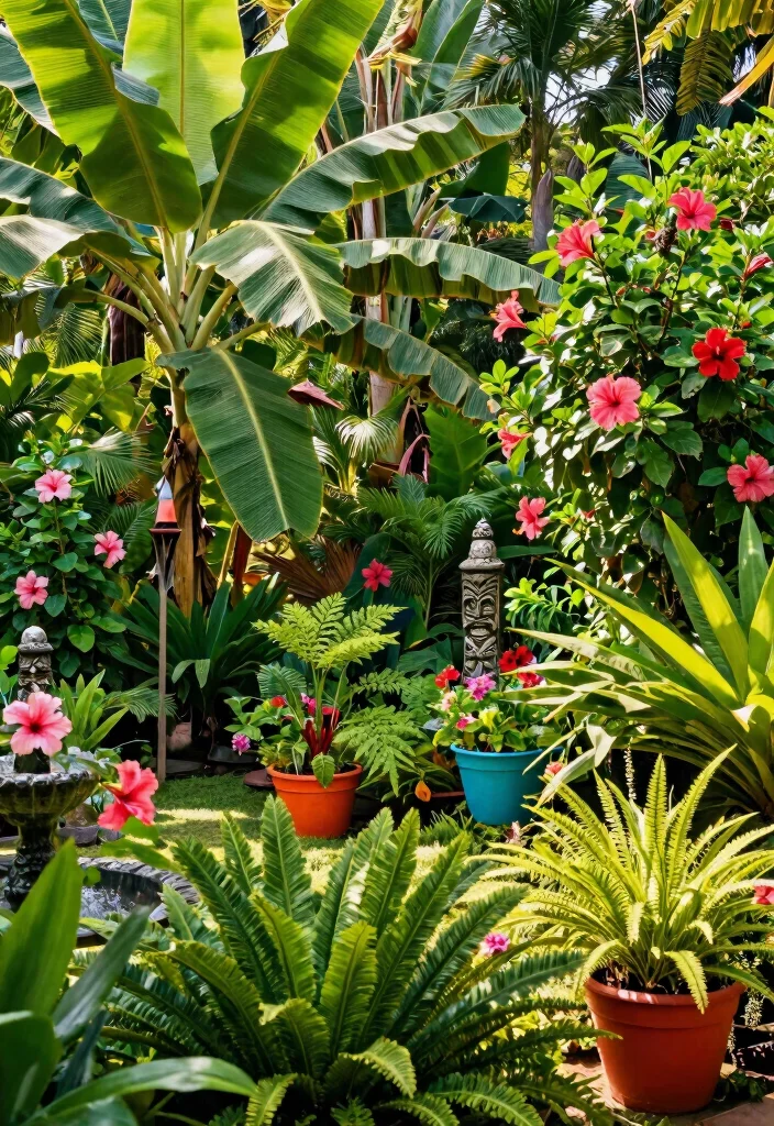 17 Front Yard Garden Bed Ideas With Lush Layered Beauty 13 17 Front Yard Garden Bed Ideas With Lush Layered Beauty - 13. Tropical Oasis 1