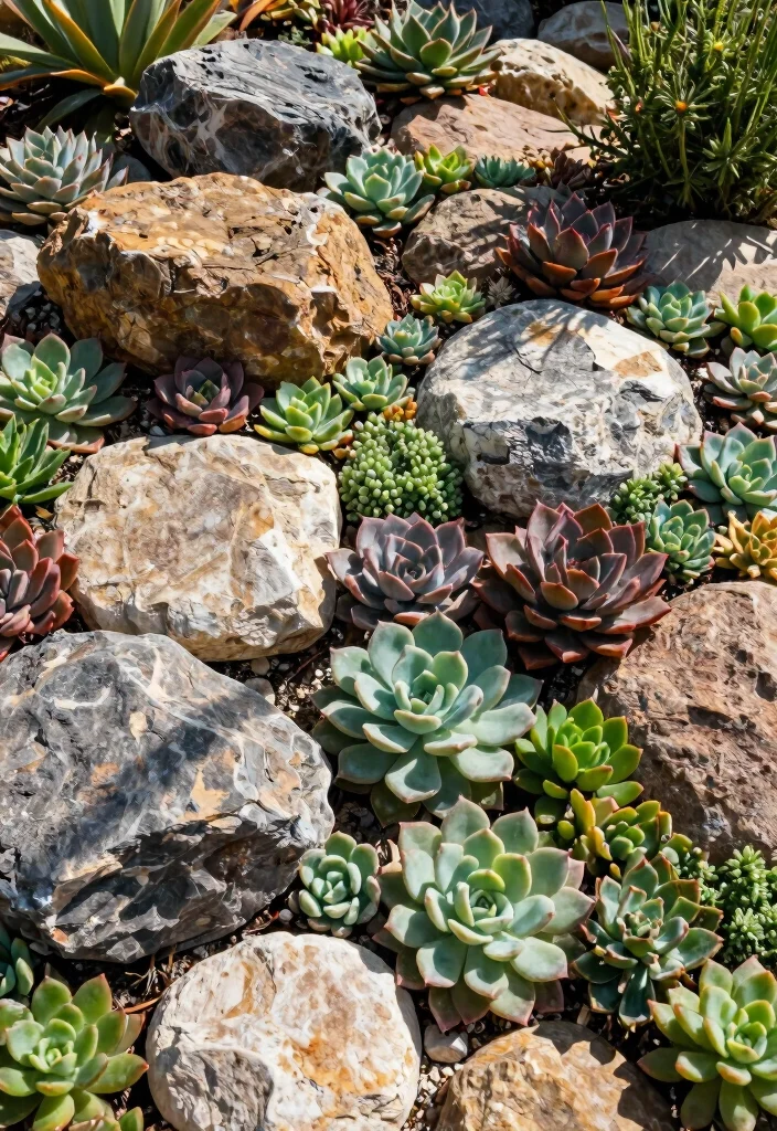 17 Front Yard Garden Bed Ideas With Lush Layered Beauty 8 17 Front Yard Garden Bed Ideas With Lush Layered Beauty - 8. Rock Gardens with Succulents 1