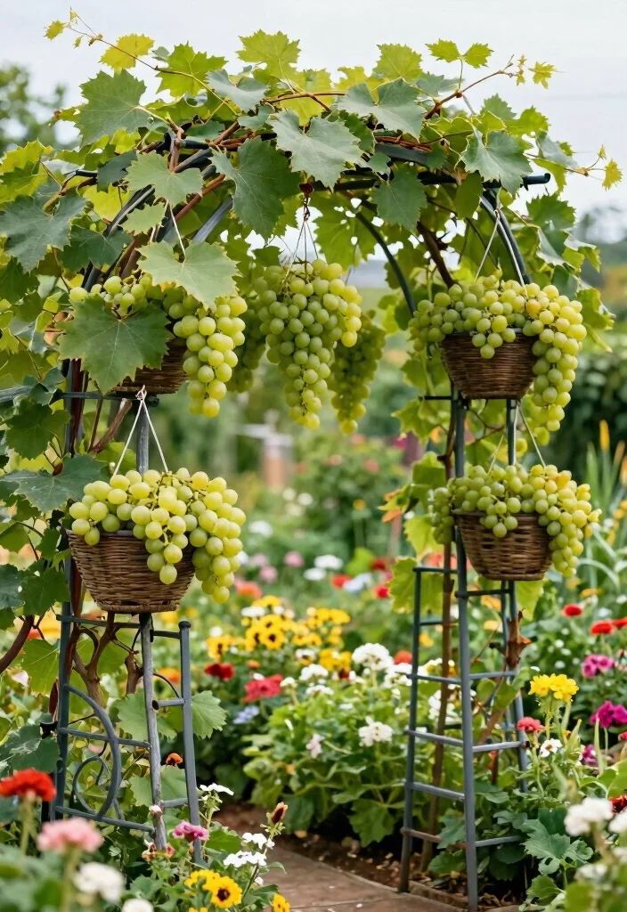 17 Grape Vines Trellis Ideas With Vineyard Vibes 12 17 Grape Vines Trellis Ideas With Vineyard Vibes - 13. Hanging Basket Trellis 1