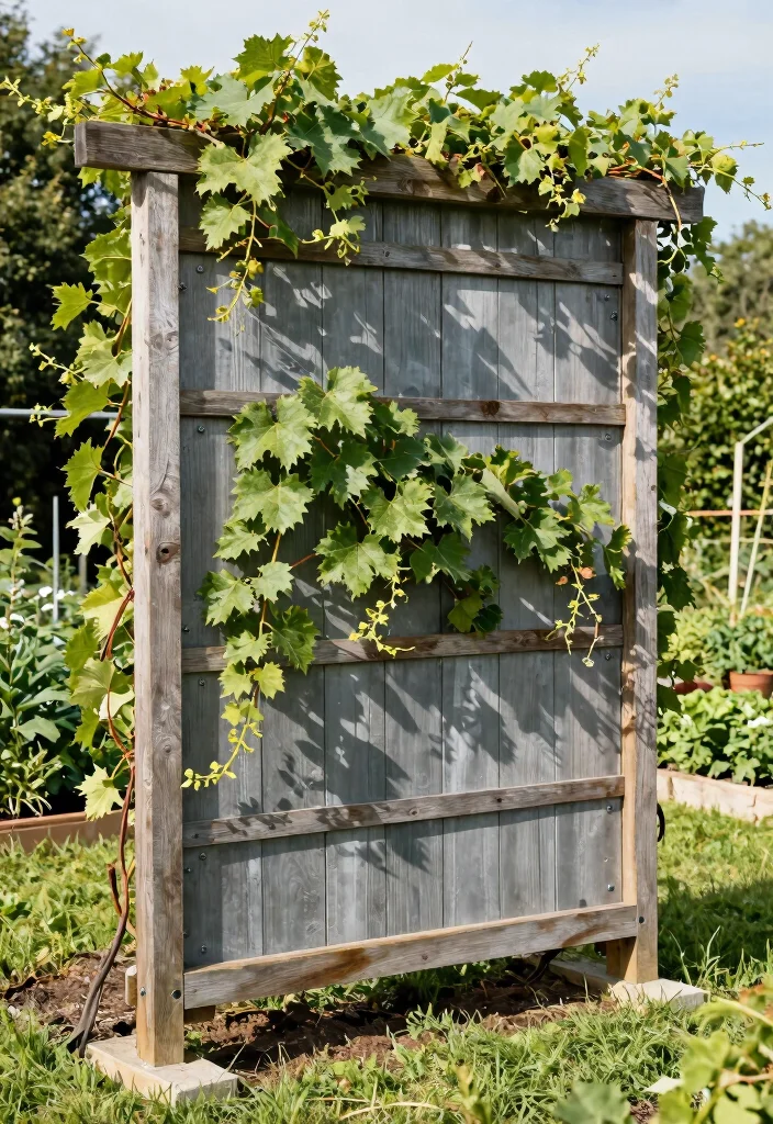 17 Grape Vines Trellis Ideas With Vineyard Vibes 4 17 Grape Vines Trellis Ideas With Vineyard Vibes - 5. Cattle Panel Trellis 1