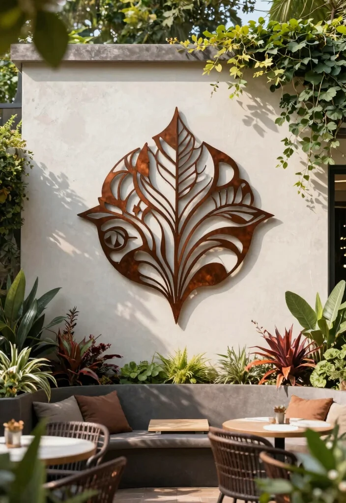 17 Patio Wall Decor Outdoor Ideas That Add Personality - 11. Outdoor Art Sculpture 1