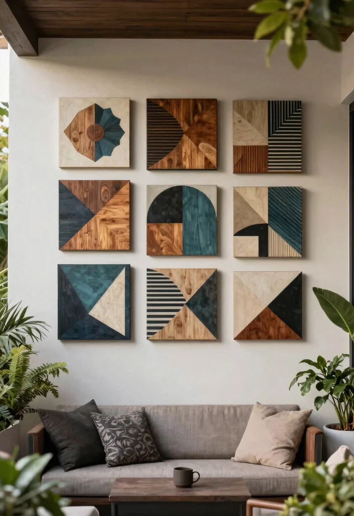 17 Patio Wall Decor Outdoor Ideas That Add Personality - 13. Geometric Wall Art 1