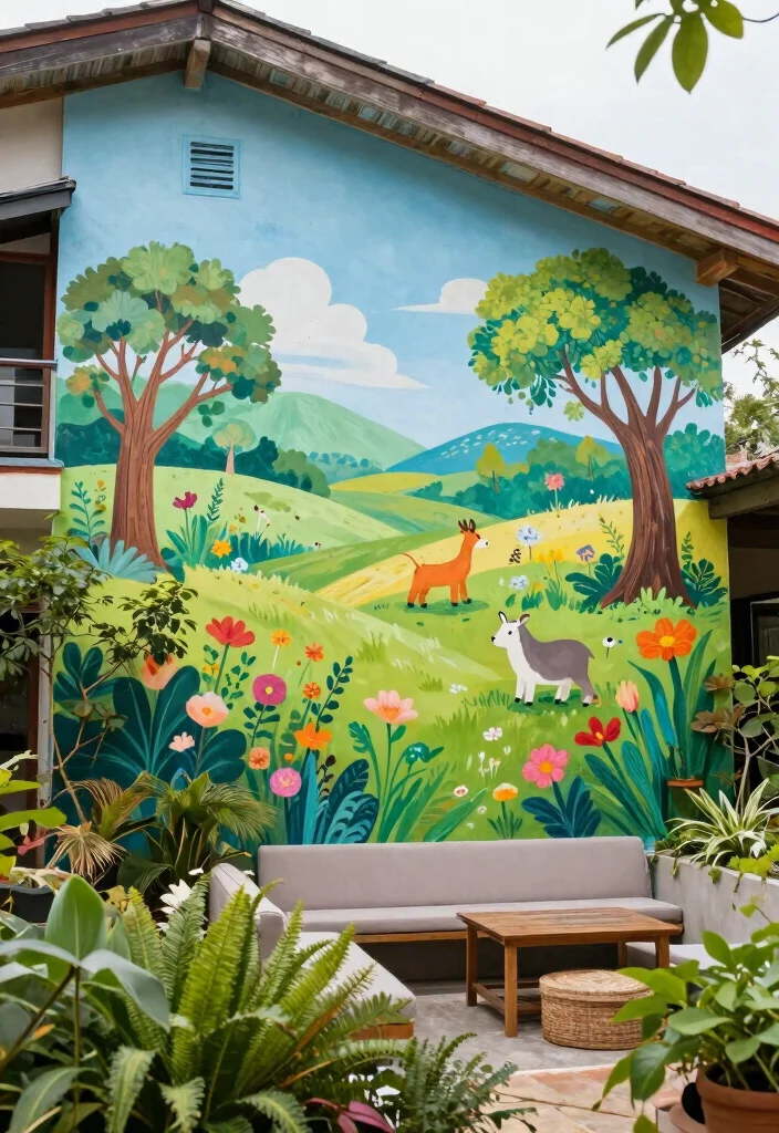 17 Patio Wall Decor Outdoor Ideas That Add Personality - 15. Mural or Wall Painting 1