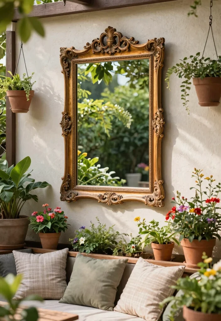 17 Patio Wall Decor Outdoor Ideas That Add Personality - 2. Decorative Mirrors 1