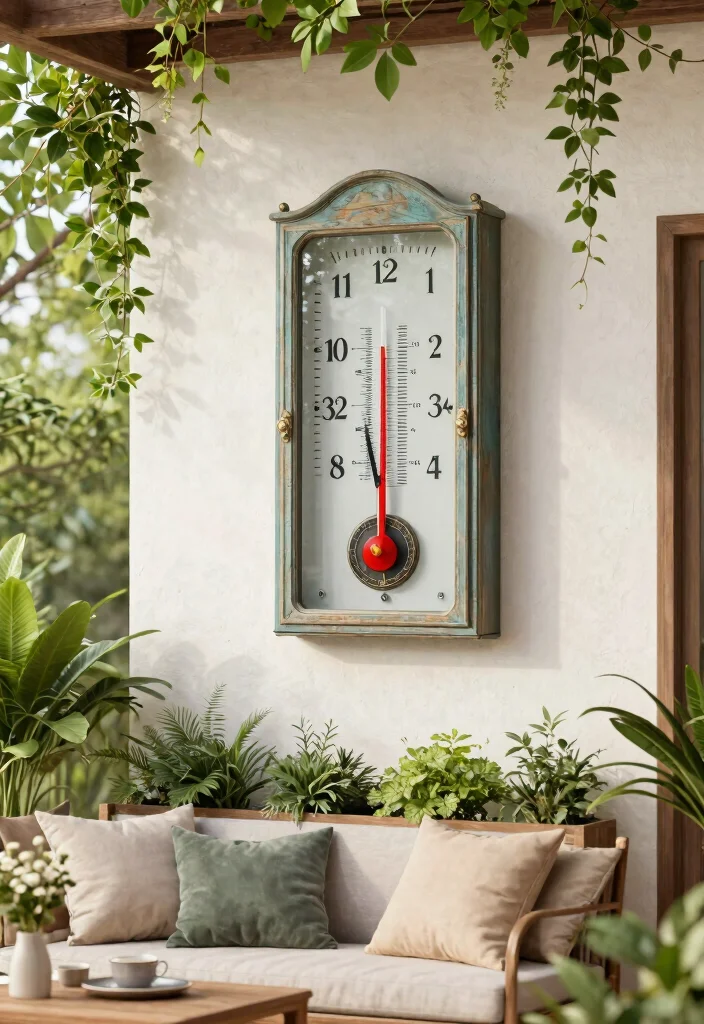 17 Patio Wall Decor Outdoor Ideas That Add Personality - 8. Outdoor Clock and Thermometer 1