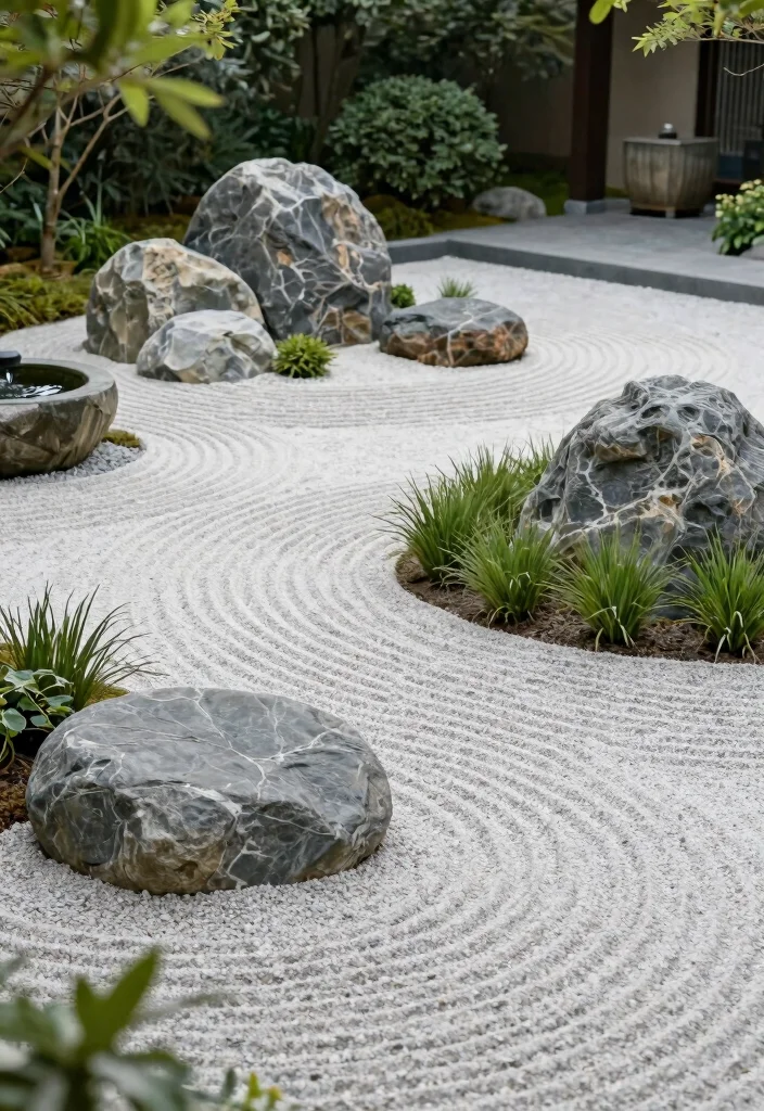 17 Rock Front Yard Landscaping Ideas With Bold Texture - 1. Zen Rock Garden for Serenity 1