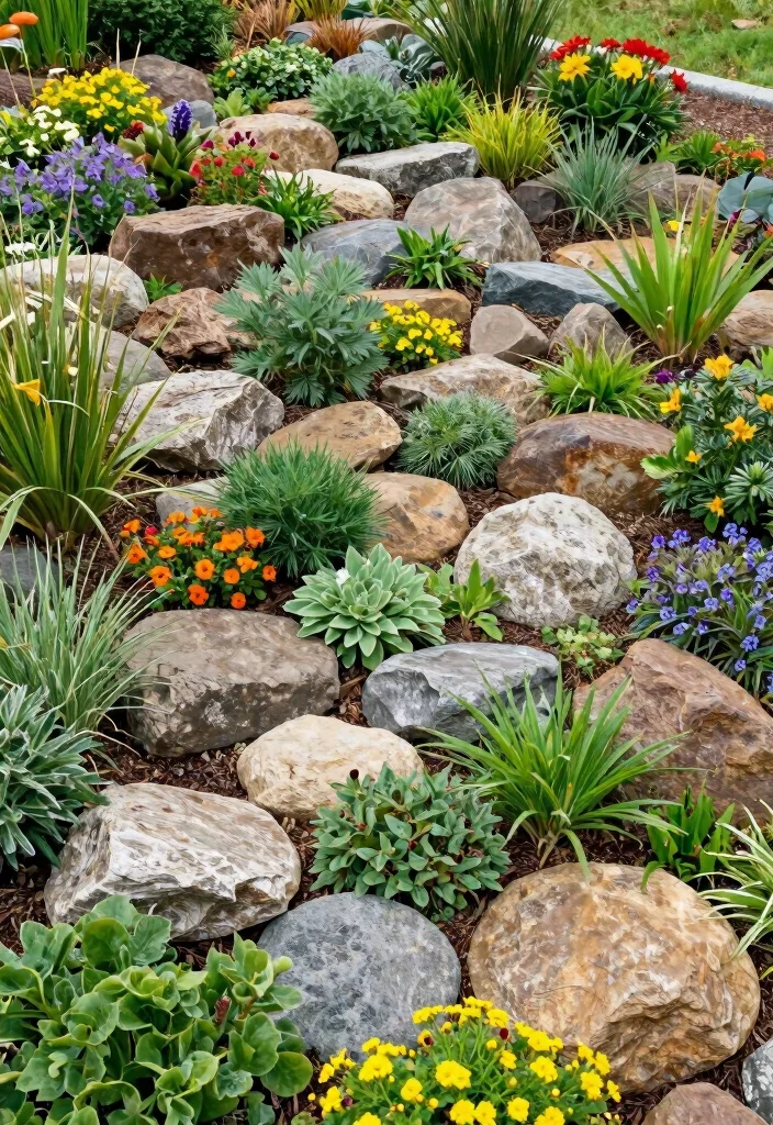 17 Rock Front Yard Landscaping Ideas With Bold Texture - 17. Eco-Friendly Rock Gardens 1