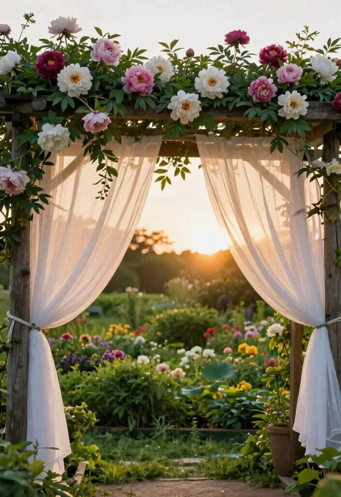 17 Wedding Pergola Decorations Ideas With Romantic Draping - 1. Delicate Floral Canopy 1