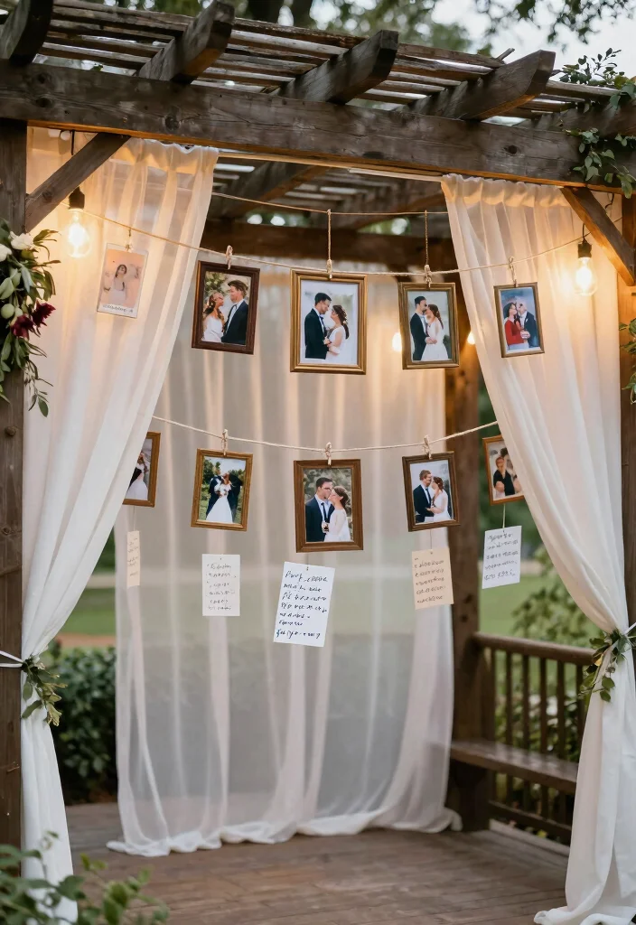 17 Wedding Pergola Decorations Ideas With Romantic Draping - 11. Personal Touches 1