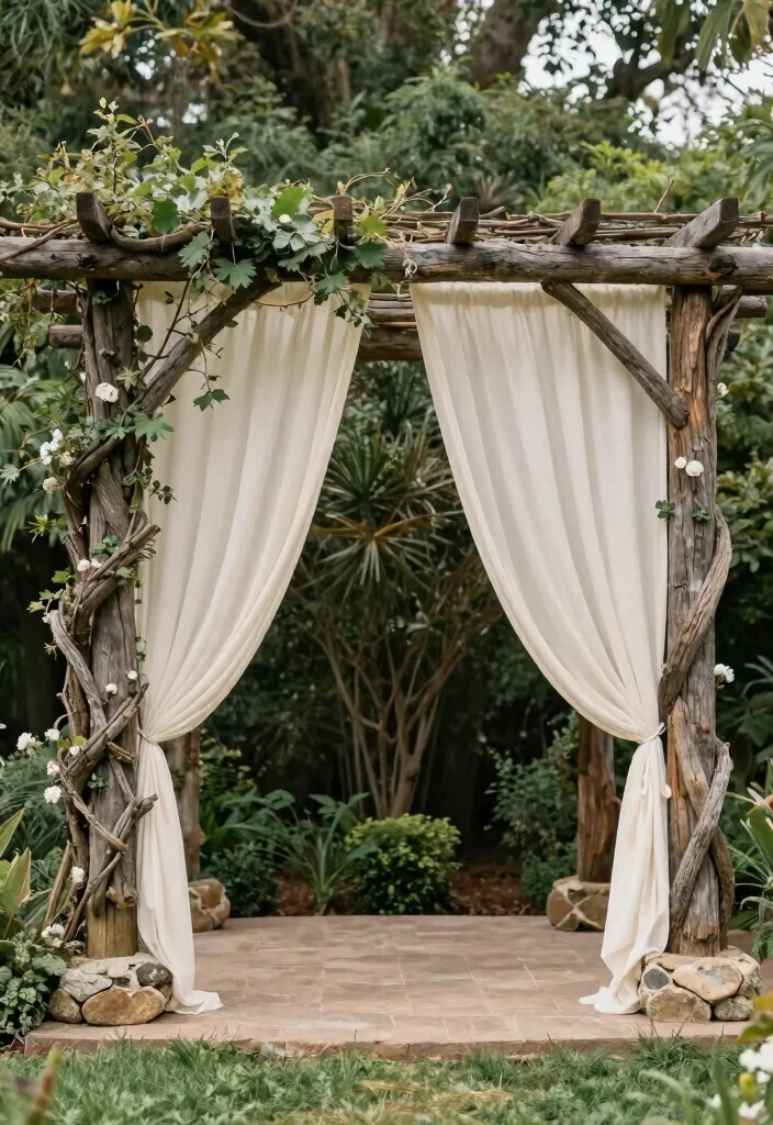 17 Wedding Pergola Decorations Ideas With Romantic Draping - 17. Nature-Inspired Details 1